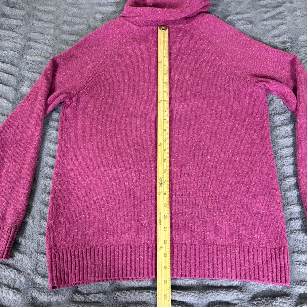 Patagonia Womens Magenta Pink Speckled Wool Blend Henley Hoodie Sweater Size M - Picture 5 of 6